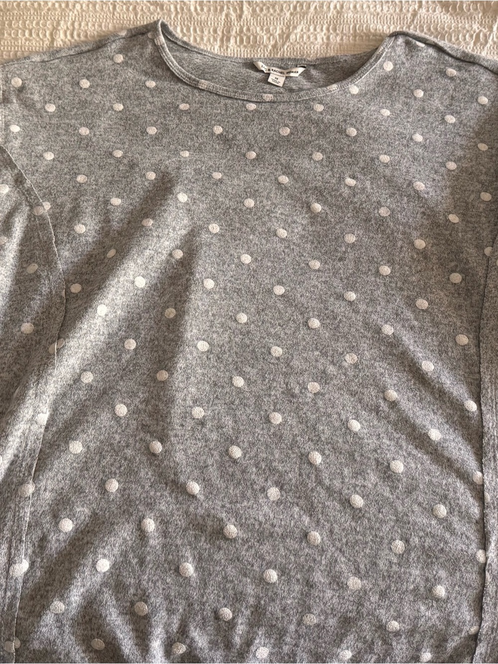 Zac & Rachel Grey Crewneck Sweater with White Polka Dots